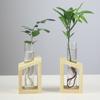 Tubo de ensaio nórdico simples Ornamentos de vaso de vidro Moldura de madeira criativa Recipiente de planta hidropônica Decorações de mesa para casa