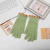 Guantes de punto de lana con dedos expuestos de invierno de Corea del Sur Ins Jelly Bean para mujer, guantes cálidos a prueba de viento con pantalla táctil de color sólido