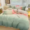 Juego de Cama Estilo Ins de Cuatro Piezas Sábanas Cepilladas Simples Funda Nórdica para Dormitorio Estudiantil Ropa de Cama Funda Nórdica de Tres Piezas 2m Hogar