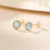 Pendientes de Plata de Ley S925 Yuebao Jewelry con Borde Ondulado de Aguamarina, Frescos y Sencillos, Adecuados para el Trabajo Diario, Pendientes de Plata Suaves y Versátiles