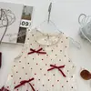 Vestido de Verano para Niñas 2026 Nuevo Vestido de Tirantes de Lunares Franceses con Lazo Vestido Pastel para Niña Pequeña para Exportación