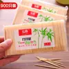 Palillos de bambú, desechables para uso doméstico, una herramienta conveniente para limpiar los dientes, palillos para frutas, en caja, adecuados para hoteles, restaurantes y uso comercial, portátiles, con un delgado porta palillos