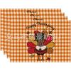 Nuevos Manteles Individuales de Otoño para Acción de Gracias Pavo Hoja de Arce Decoración de Mesa Venta Directa de Fábrica Transfronteriza Manteles Individuales de Lino