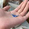 Anel Borboleta 3D Doce e Colorido para Mulheres, Design de Nicho Estilo Ins, Anel Aberto Ajustável, Anel para Dedo Indicador Único e Versátil