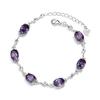Gota de agua corazón amatista fábrica mayoreo joyería Corea comercio exterior Pulsera de plata esterlina S925 para mujer clásica simple