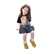 Conjunto de Moda para Niñas 2026 Nuevo Verano Camiseta Negra de Dibujos Animados de Manga Corta y Falda Plisada de Mezclilla para Bebés