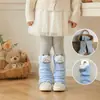 Calcetines de Rizo Desmontables de Dos Vías para Niñas, Estilo Primavera/Otoño de Polar Delgado Clase A, Calentadores de Piernas de Rizo con Muñeco 3D de Dibujos Animados para Niños