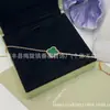 Pulseira de Trevo de Flor Única Mais Vendida Transfronteiriça para Mulheres, Pulseira de Malachite de Lado Duplo de Tamanho Médio de Luxo Leve, Joia Versátil que Não Desbota