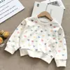 Nuevo Sudadera con Estampado para Niñas Otoño Estilo Coreano Elegante Camiseta de Manga Larga Pulóver Prenda Exterior Capa Base para Niños Medianos y Grandes