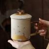 Taza de Té Cultural y Creativa de la Ciudad Prohibida Taza de Té Cerámica con Filtro y Tapa Taza Personal Taza de Té de Oficina de Gama Alta Taza de Separación de Té y Agua