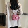 Bolsa de Mão Elegante de Lã Estilo Chanel Feminina 2025 Início da Primavera Nova Bolsa Transversal com Corrente de Nicho Bolsa Caixa Estilosa