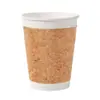 Copo de Café de Cortiça, Copo de Papel Descartável para Milk Tea com Tampa, Copo Espessado para Embalagem de Bebidas Quentes para Levar, Logo Impresso Comercial