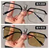 Armazón de Gafas Semi-Rim Fresco y Elegante para Hombres, Fotocromático Automático, Bloqueador de Luz Azul, Se Pueden Colocar Lentes de Graduación, Armazón de Gafas Ultraligero para Mujeres