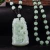 Corrente de suéter aventurina Colar de Buda Guanyin aventurina Long Guan Gong Sapo Dourado Pixiu Colar Verde Claro