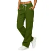 Primavera y Otoño 2026 Amazon Transfronterizo Algodón y Lino Casual Pantalones Cargo Multibolsillo Pantalones de Mujer Pantalones Cargo de Mujer