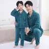 Pijamas de flanela para outono e inverno, roupas de casa para crianças, conjuntos de fleece de coral combinando para meninos e meninas, conjuntos para adultos para uma família de quatro