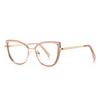 Gafas anti luz azul de alta textura 3153 oro TR mezcla y combina montura ojo de gato estilo europeo y americano chica dulce blanco espejo plano marea