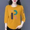 Comercio exterior transfronterizo ropa de maternidad, camiseta de manga tres cuartos para mujeres de mediana edad y mayores, top base versátil casual holgado