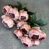 Simulación ramo de peonías de 7 cabezas diseño de escena de boda decoración del hogar transfronterizo hecho a mano flor de seda flor artificial adornos al por mayor