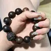 Pulseira Pixiu Ágarwood Árvore de Mel Vietnamita Cabeça de Bandeja de Água Envelhecida Mancha de Pega-pássaro Pulseira de Jogar Masculina Fragrância Floral 20mm