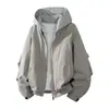 Ropa para Hombre Tangkez Primavera y Otoño Nuevo Color Bloque Falso Dos Piezas Chaqueta Cardigan Simple con Capucha Tendencia Abrigo para Hombre