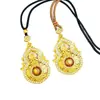 Loja de Ouro Mesmo Estilo As Quatro Beleza da Vida Colar de Cabacinha Pingente de Cabacinha Grande com Diamante de Um Lado Joias Banhadas a Ouro Atacado