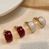 Pendientes de arena movediza de estrella Retro francés blanco esmalte de gota simples pendientes atmosféricos temperamento rojo todo partido pendientes de moda