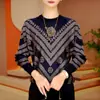 Nueva colección de otoño e invierno: Camiseta de manga larga holgada, que disimula el abdomen, de alta gama, rejuvenecedora, con adornos de pedrería, diseñada para hacerte lucir más delgada, elegante y versátil, ofreciendo un ajuste cómodo