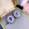 ¡Aretes de Tachuela de Tanzanita Natural, Morado Sedoso, Cuerpo Completamente Limpio, Color Fuego Brillante, Incrustación Fina de Plata 925! Piedra Principal 5*7m