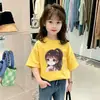 2026 Nuevo Estilo Verano Niñas Algodón Puro Tops Ropa Infantil de Moda Camiseta Estampada de Manga Corta para Niñas Ropa de Verano