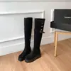 Botas largas de suela gruesa para mujer 2026 nuevas botas de gamuza hasta la rodilla para otoño e invierno, botas de montar de tubo alto ajustadas