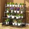 Estante para Flores Sala de Estar Estante para Flores de Pie Móvil de Hierro Estante de Almacenamiento Interior Multicapa Hogar Balcón Estante para Flores Escalonado