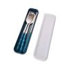 Conjunto de Talheres Portátil de Aço Inoxidável para Estudantes e Adultos, Conjunto para Viagem com Cabo Cor de Trigo, Estilo Minimalista de Três Peças