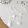 Meias Cinzas de Verão Femininas Meias Finas de Verão com Borda Enrolada de Comprimento Médio Meias de Malha 100% Algodão Estilo Japonês Estilo Ballet Meias Empilhadas