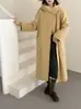 Nuevo Abrigo de Lana Largo con Capucha para Otoño e Invierno Chaqueta de Lana Holgada para Mujer Ropa de Abrigo Versátil de Estilo Coreano a la Moda