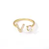 Anillo Abierto de Letra Inicial Z con Circonita de Lujo de Gama Alta Transfronterizo Europeo y Americano Versátil Creativo Simple Anillo Venta al por Mayor