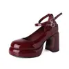 Zapatos Mary Jane Chuyuji de una sola tira color vino cinto para mujeres menudas, tacones altos, nuevo estilo primavera 2026 zapatos de tacón