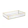 Bandeja Metal com Espelho Dourado 25cm x 15cm x 4cm - Lyor