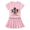 Nova Roupa de Verão 2023 Estilo Coreano Moda Infantil Vestido de Manga Curta Algodão Roupa de Bebê Saia Plissada Estilo Ocidental Fina