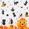 Halloween 027 - Pegatinas decorativas de pared con diseño de gato, calabaza y ambiente de Halloween para niños
