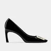 Tacones Cuadrados con Hebilla Rv Modelo Nuevo 2026 Zapatos de Piel de Oveja para Mujer con Punta Cuadrada Estilo Profesional Hebilla Cuadrada Tacón de Aguja Boca Baja Rojo