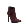 Botas Martin Femininas para Outono e Inverno com Zíper, Salto Fino, Botas de Cano Curto da Amazon, Bico Fino, Salto Super Alto, Botas Femininas de Tamanho Grande, Botas de Couro Europeias e Americanas