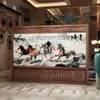 Pantalla divisoria para sala de estar, modelo nuevo 2025, pantalla exterior de imitación madera maciza, pantalla móvil de lujo para sala de estar y patio