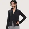Camiseta térmica de fleece para yoga com gola alta, outono e inverno, para mulheres, novo modelo 2026, jaqueta cardigan com zíper, moletom justo para usar em camadas
