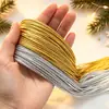 Venta directa de fábrica: Cuerdas para colgar de Navidad, cordones para etiquetas, hilo dorado, cordón redondo de 8 hebras, sin núcleo, no elástico, cordón para empaquetar, colores dorado y plateado, 1 mm