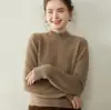 Blusa Base de Malha Cashmere Baicai Rong para Mulheres, Gola Meio Alta, Tricô Trançado, Modelagem Solta, Padrão Torcido, Grossa, Casual, Quente