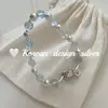 Pulseira de Prata Esterlina S925 Estilo Fresco de Verão Estilo Coreano Fofa Hello Kitty Zircônia Rosa Aquamarina Coração Corda Elástica