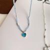 Collar coreano de temperamento súper hada Azul Blanco Amor hecho a mano con cuentas temperamento suave femenino cadena para clavícula