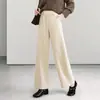 Pantalones de pierna ancha de mezcla de lana simples y estilizados para mujer, nueva colección otoño/invierno 2026, de cintura alta, corte ajustado, diseño de pierna recta, con una caída fluida, adecuados para el trabajo y el uso casual
