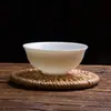 Taza de Té Gongfu Chami Fang Blanco Marfil Tazón de Té Individual Juego de Té de Cerámica Porcelana Blanca de Dehua Taza Pequeña para Cata de Té de Maestro